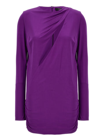 Purple Viscose Short Dress