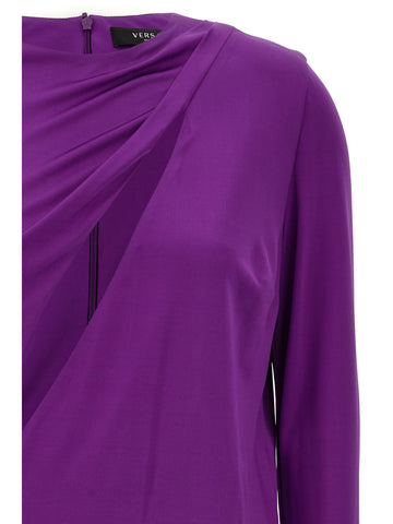 Purple Viscose Short Dress