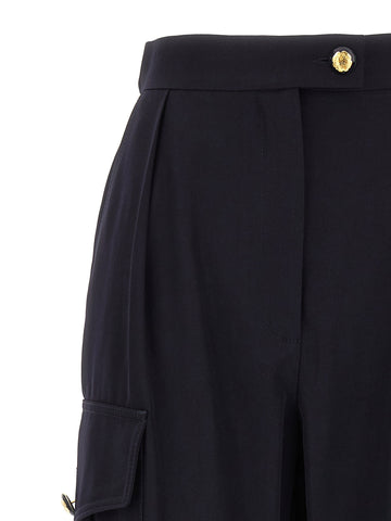 Blue Wool Cargo Pants