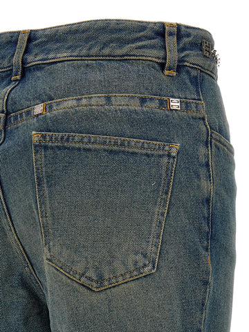 Blue Cotton Bootcut Jeans