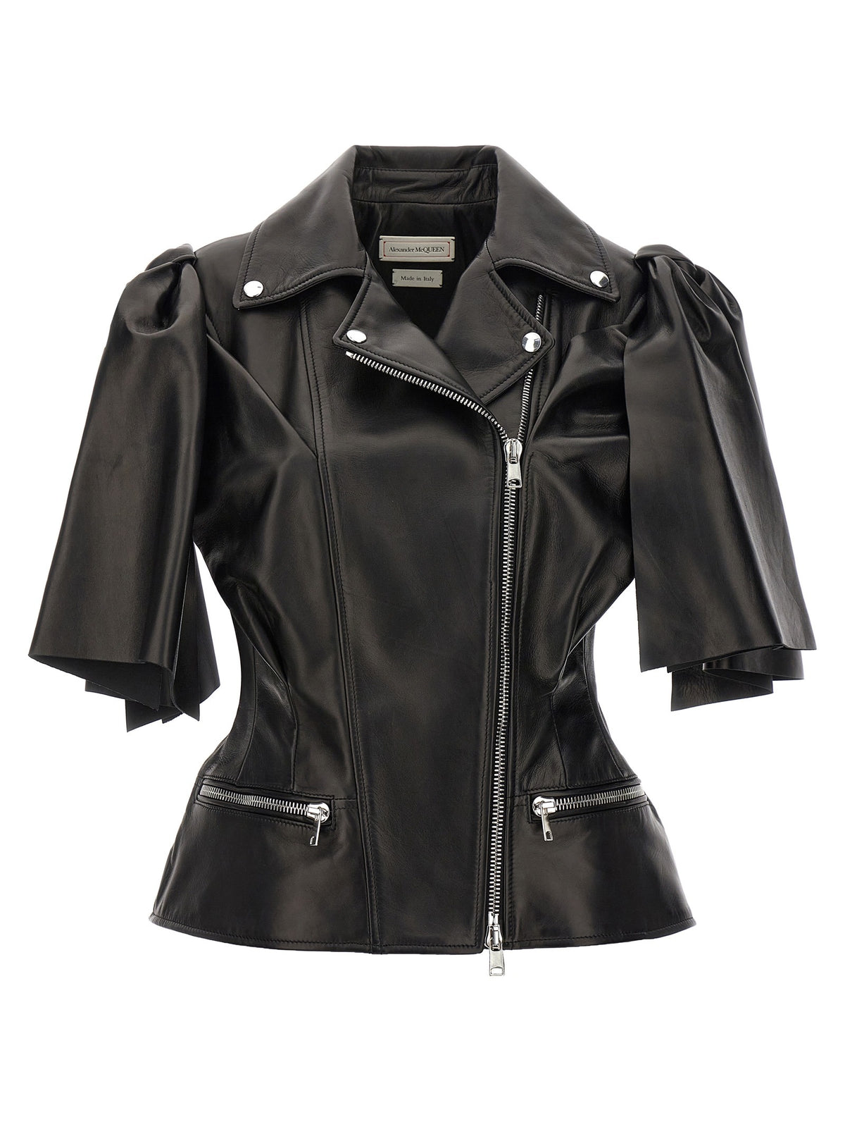 Black Lamb Leather Sleeveless Jacket