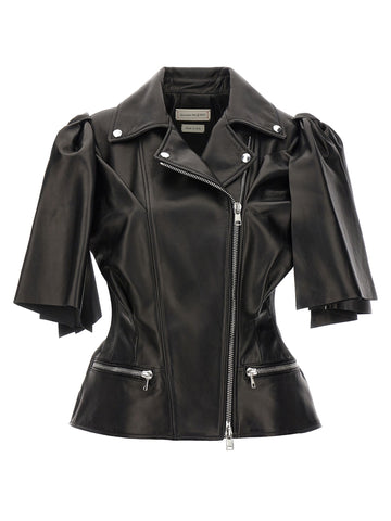 Black Lamb Leather Sleeveless Jacket
