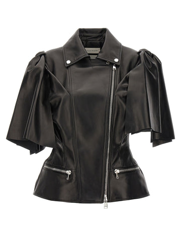 Black Lamb Leather Sleeveless Jacket