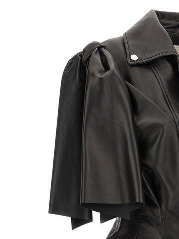 Black Lamb Leather Sleeveless Jacket