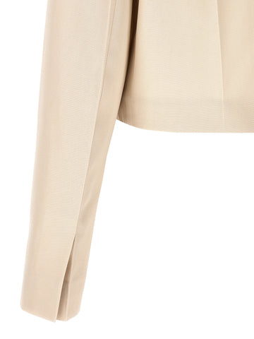Beige Wool Full-Length Jacket