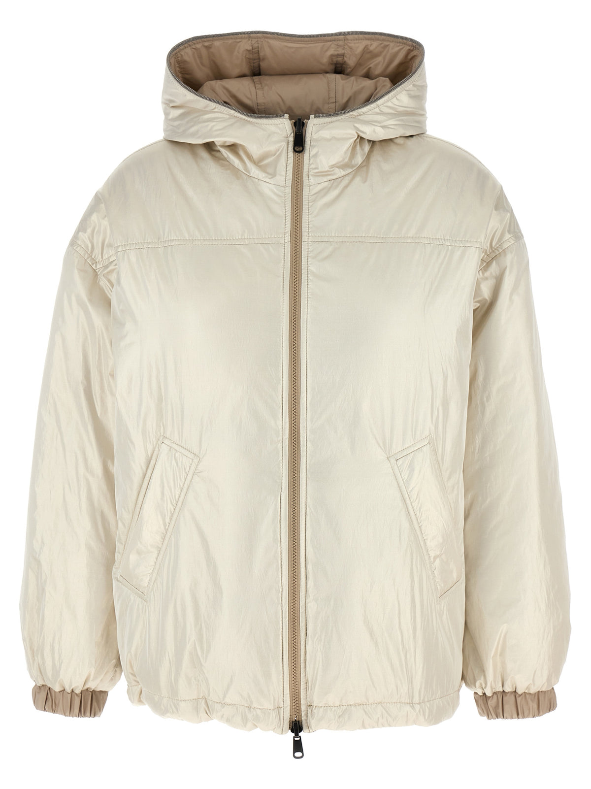 Beige Polyester Full-Length Jacket