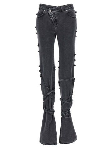 Black Cotton Flared Jeans