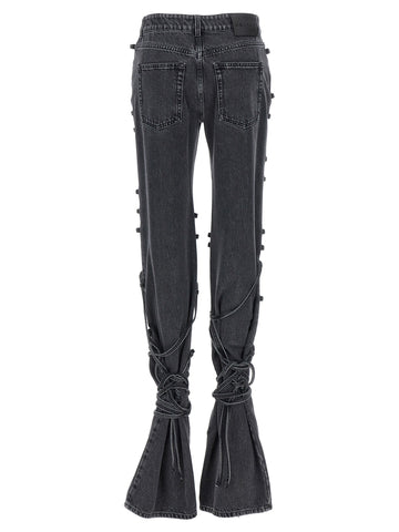 Black Cotton Flared Jeans