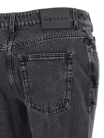 Black Cotton Flared Jeans