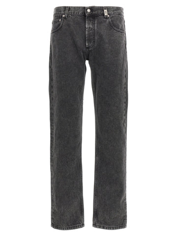 Black Cotton Straight-Leg Jeans
