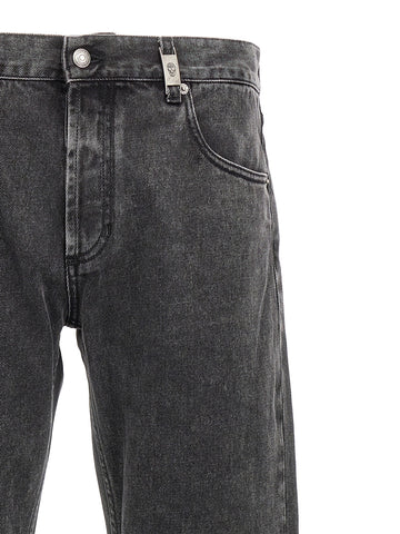 Black Cotton Straight-Leg Jeans