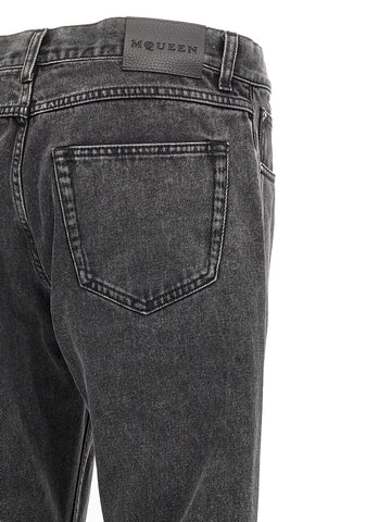 Black Cotton Straight-Leg Jeans
