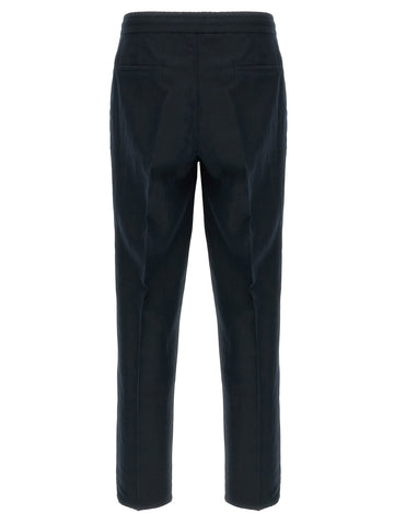 Blue Linen Casual Pants