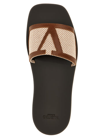 Brown Cotton Slides