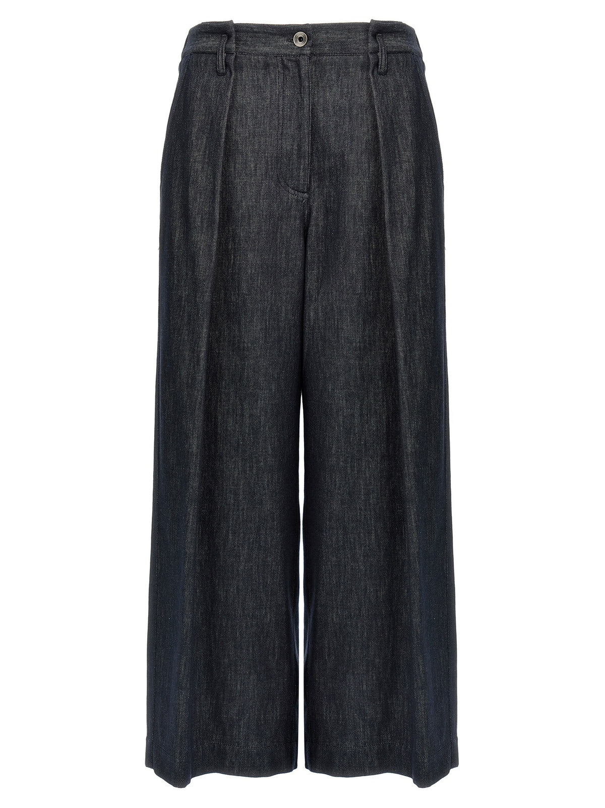 Blue Cotton Casual Pants