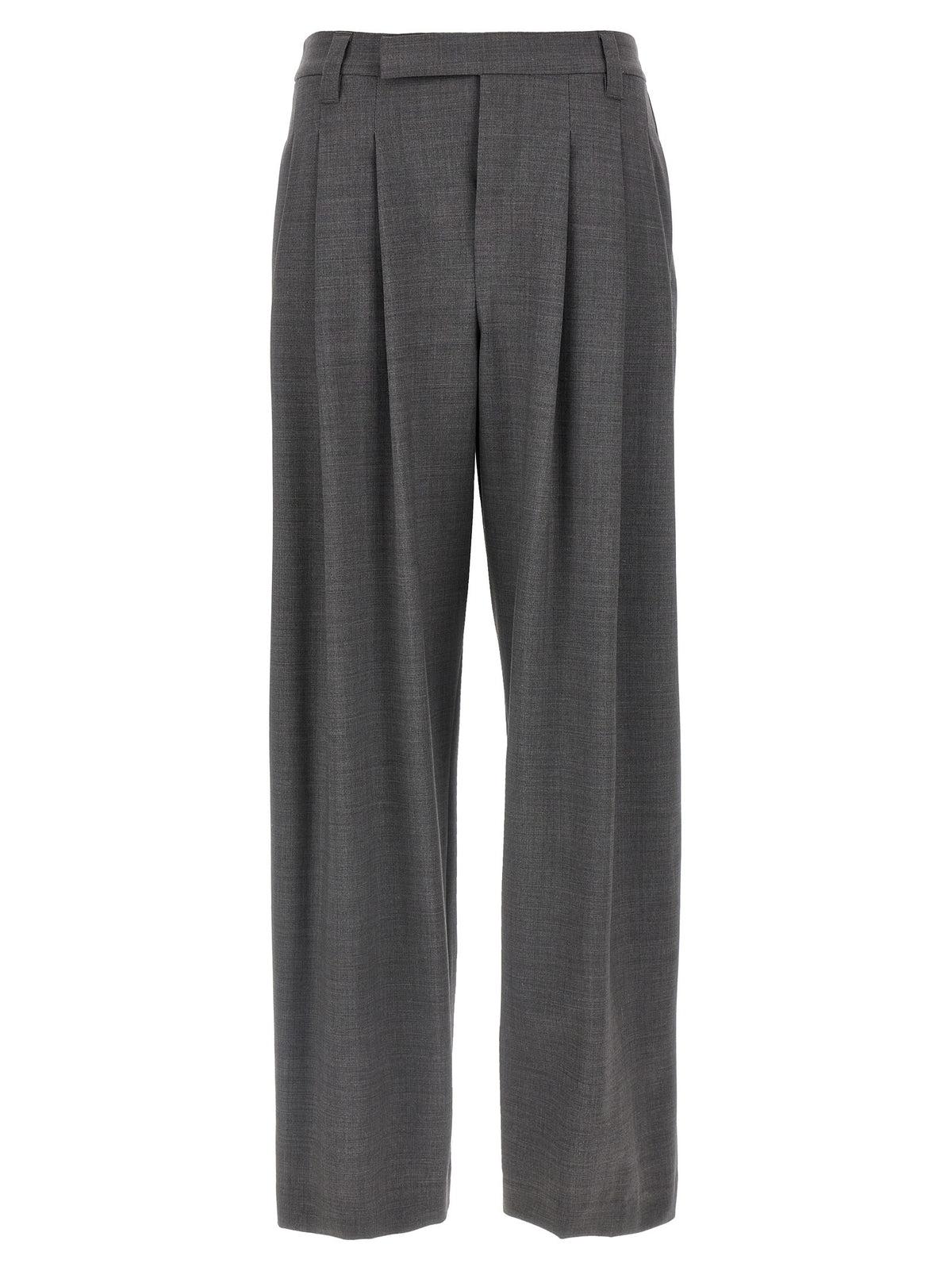 Gray Virgin Wool Casual Pants