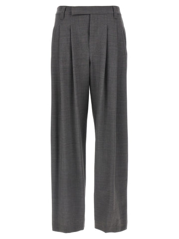 Gray Virgin Wool Casual Pants