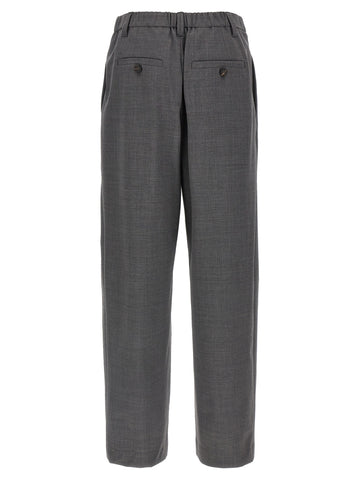 Gray Virgin Wool Casual Pants