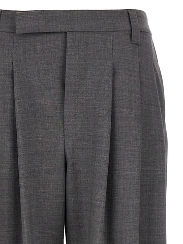 Gray Virgin Wool Casual Pants