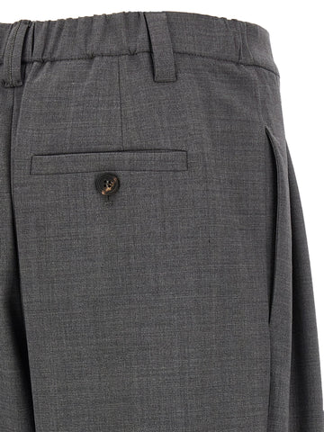 Gray Virgin Wool Casual Pants
