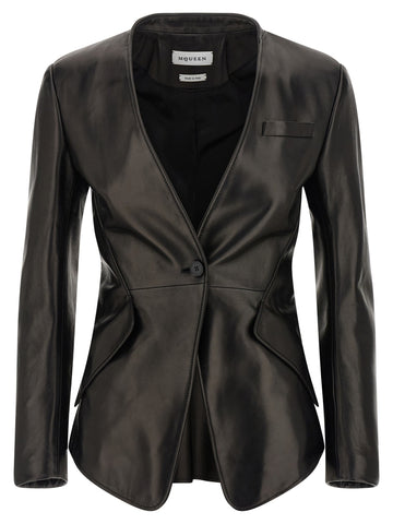 Black Lamb Leather Blazer