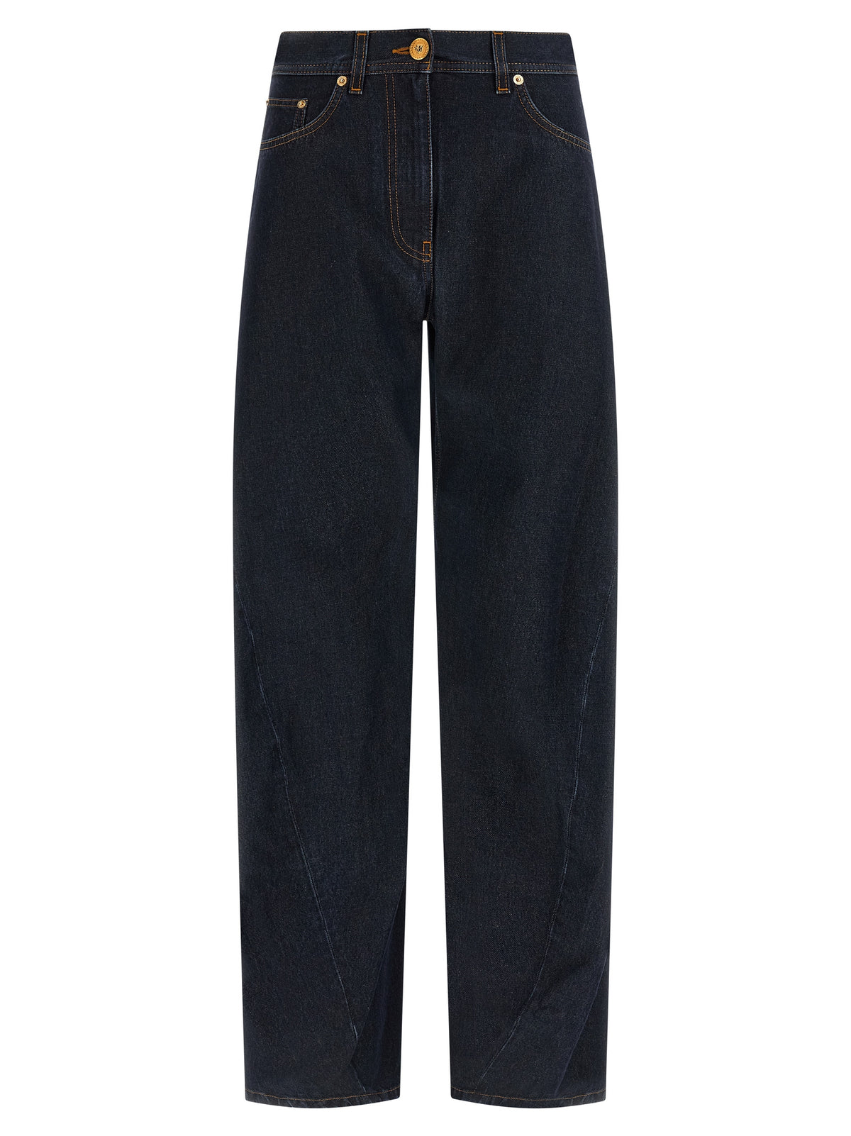 Blue Cotton High-Waisted Jean