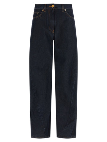 Blue Cotton High-Waisted Jean