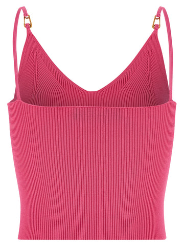 Fuchsia Viscose Sleeveles T-Shirt