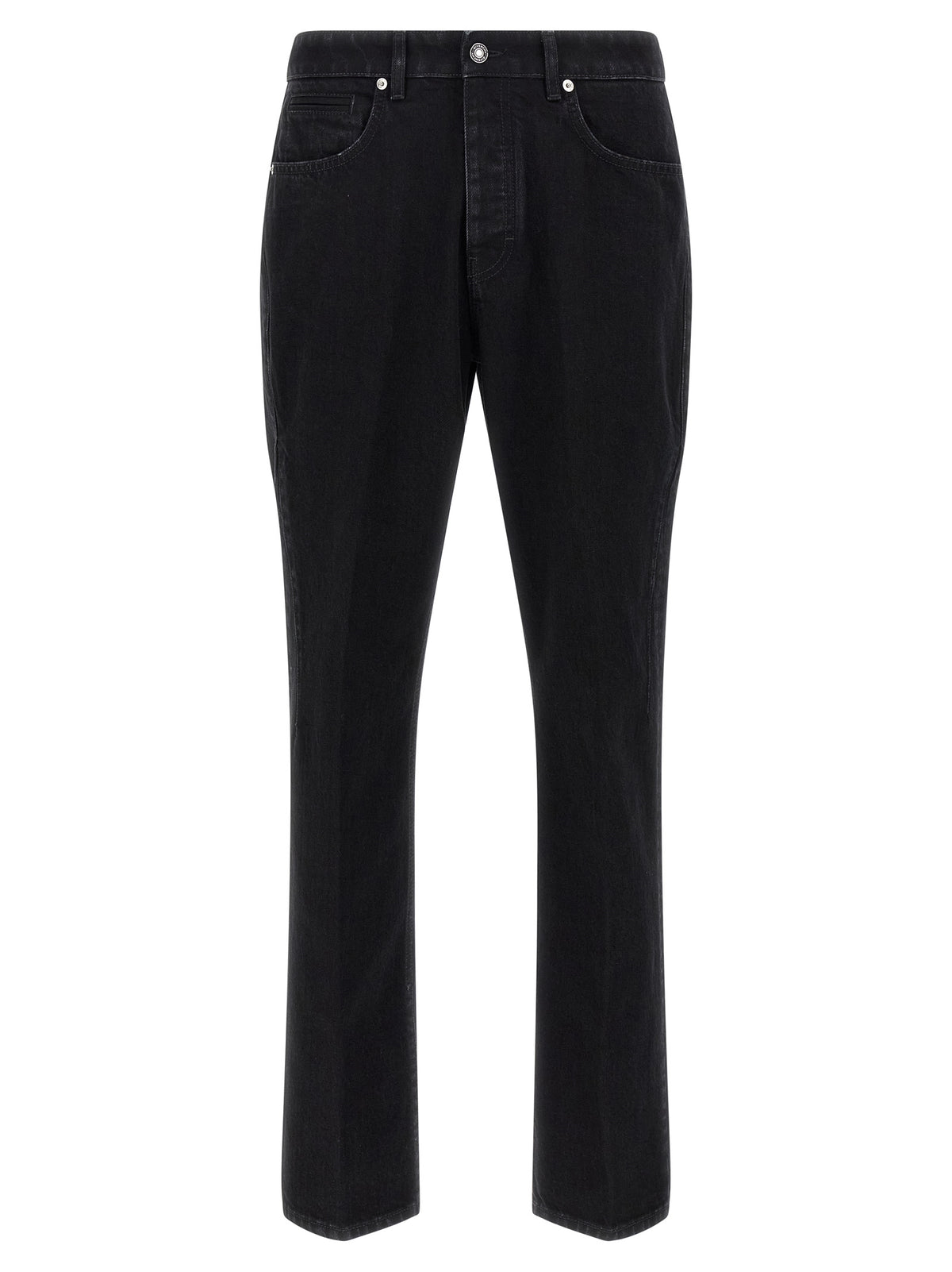 Black Cotton Straight-Leg Jeans
