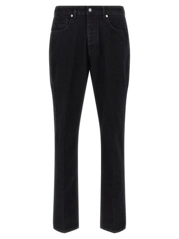 Black Cotton Straight-Leg Jeans