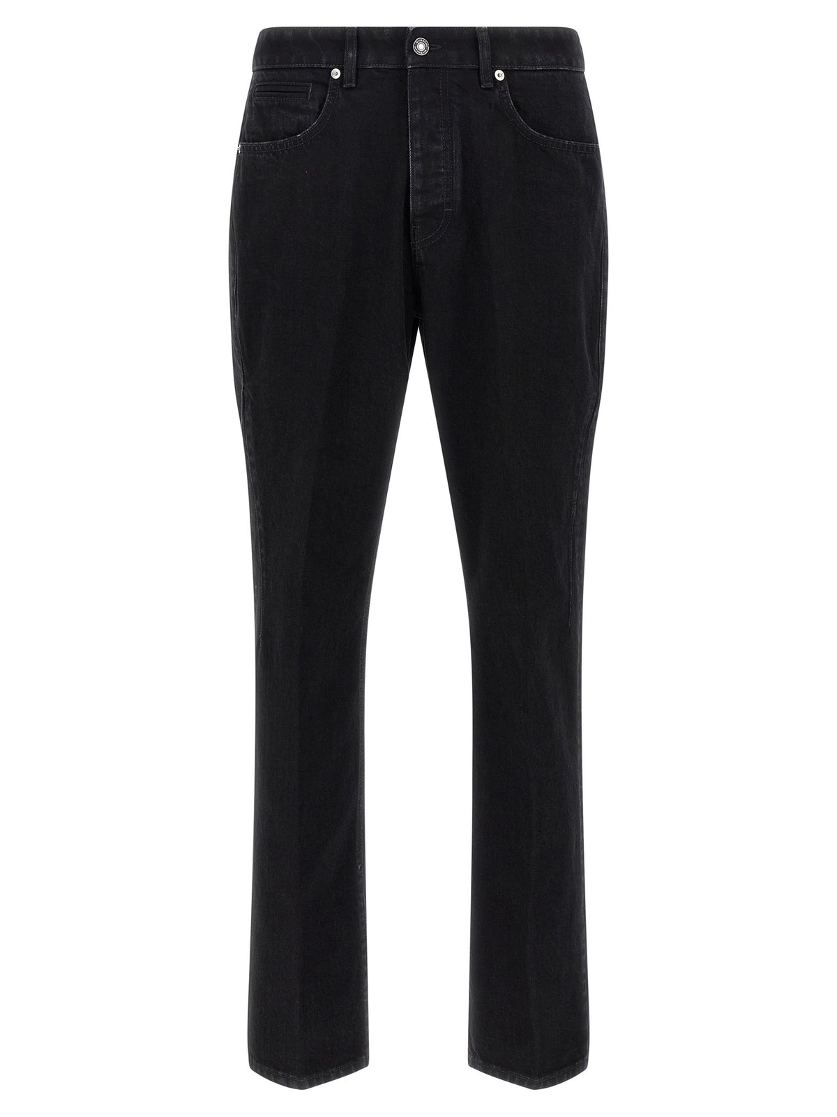 Black Cotton Straight-Leg Jeans