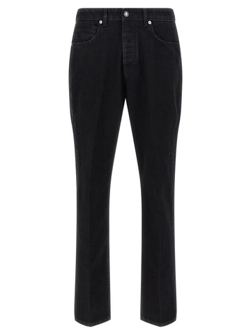 Black Cotton Straight-Leg Jeans
