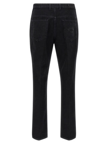 Black Cotton Straight-Leg Jeans
