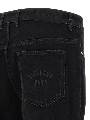 Black Cotton Straight-Leg Jeans