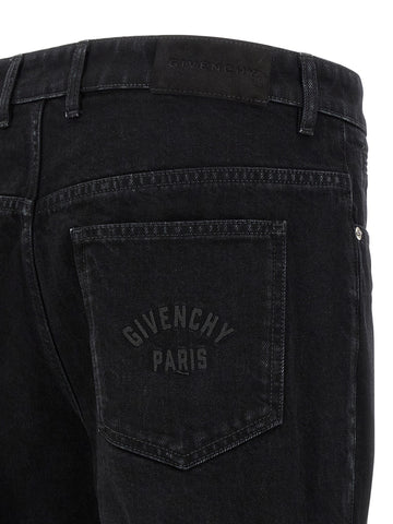 Black Cotton Straight-Leg Jeans