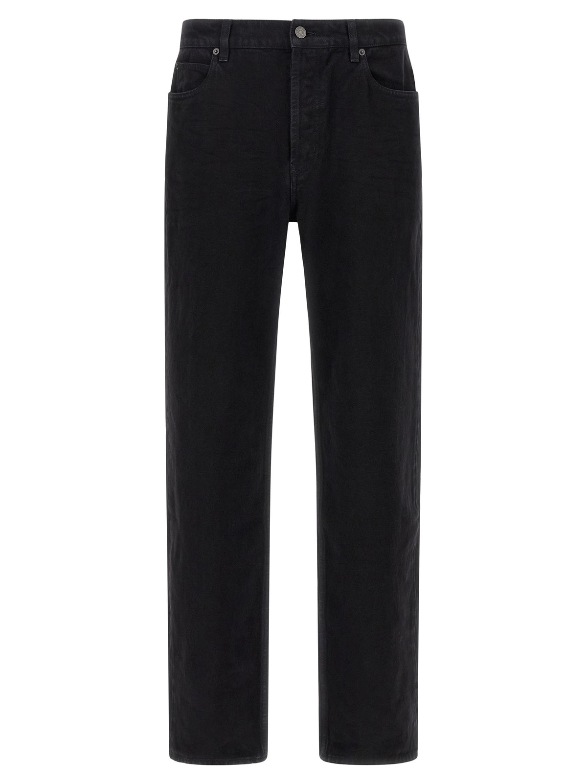 Black Cotton Straight-Leg Jeans