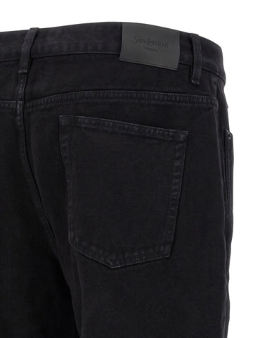 Black Cotton Straight-Leg Jeans