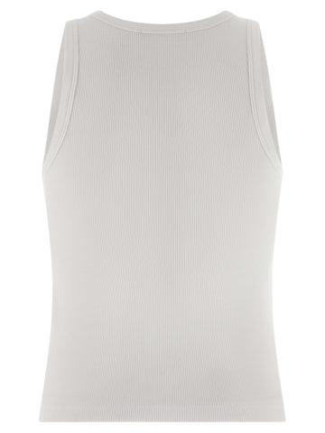 White Cotton Sleeveles T-Shirt