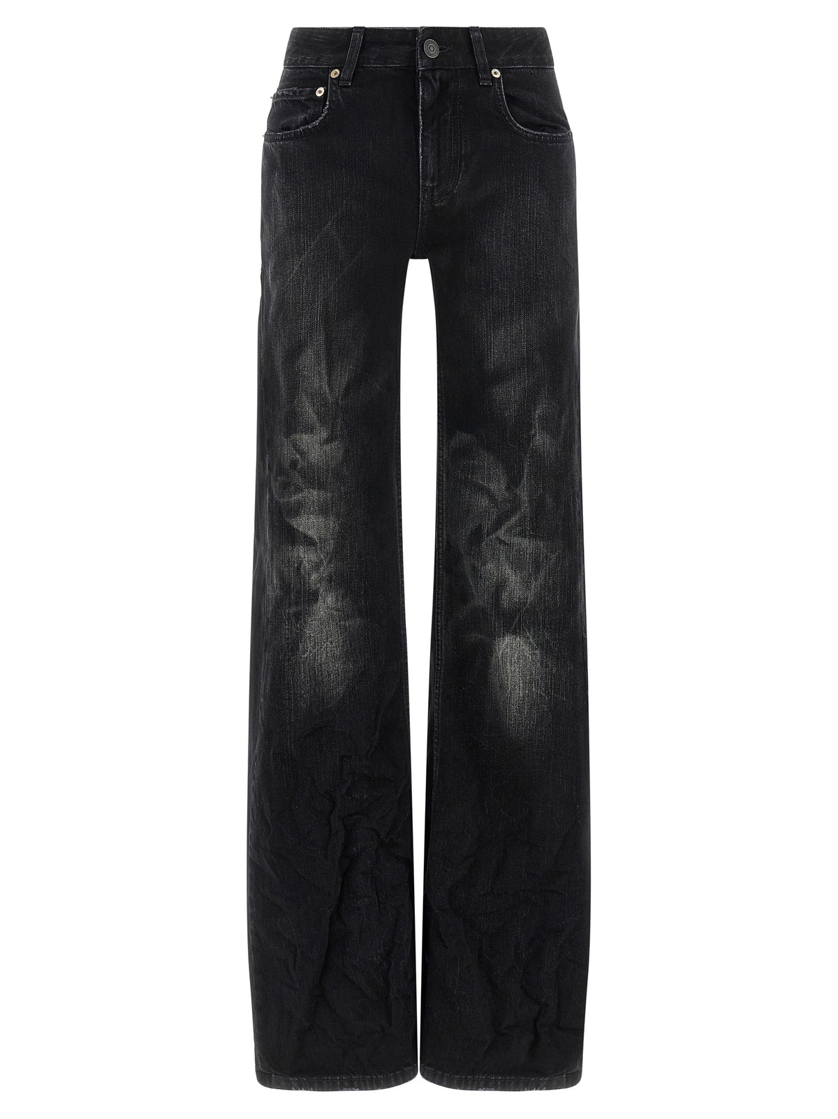 Black Cotton Flared Jeans