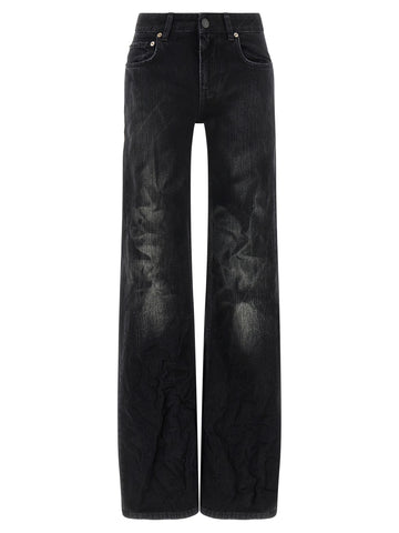 Black Cotton Flared Jeans