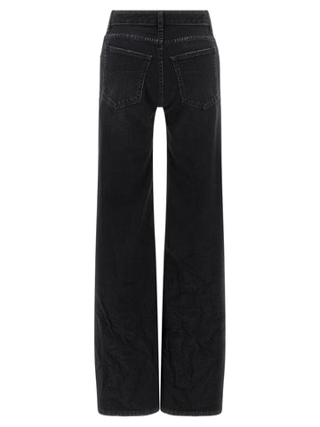 Black Cotton Flared Jeans