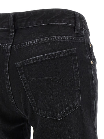 Black Cotton Flared Jeans