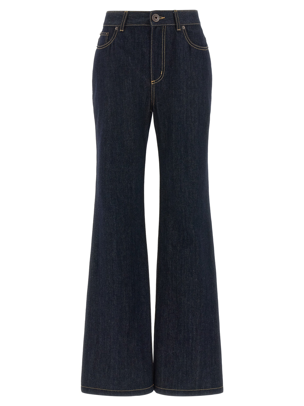 Blue Cotton Flared Jeans