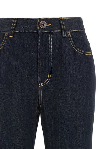 Blue Cotton Flared Jeans