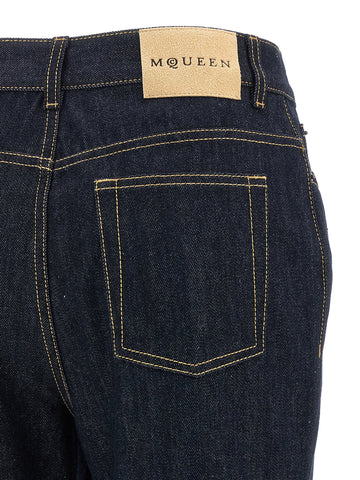 Blue Cotton Flared Jeans