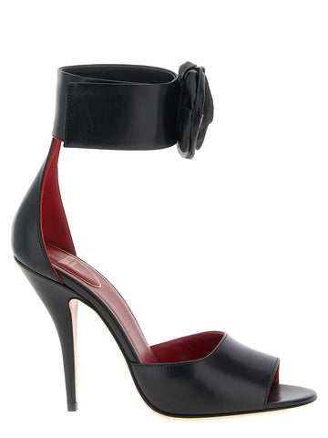 Black Calfskin Stiletto Heel Sandals