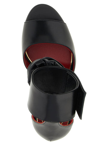 Black Calfskin Stiletto Heel Sandals
