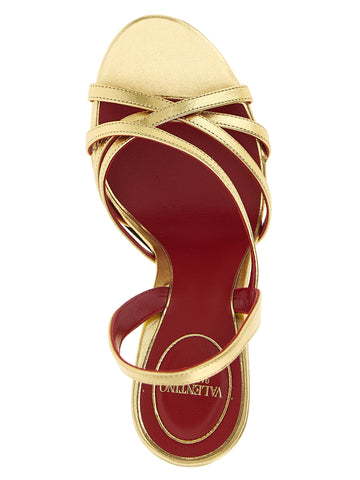 Gold Lambskin Stiletto Heel Sandals