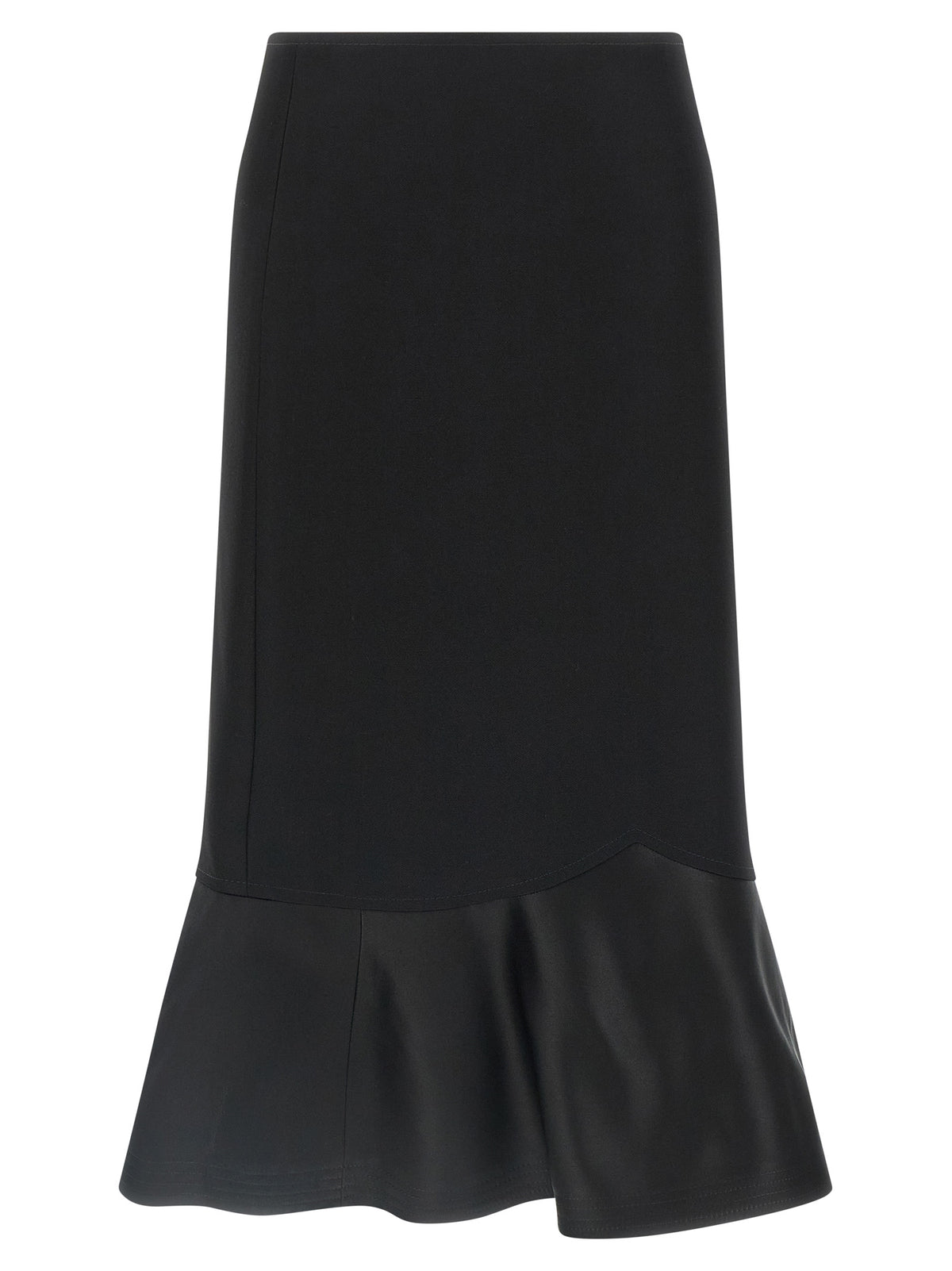 Black Virgin Wool Midi Skirt