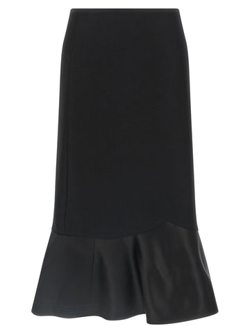 Black Virgin Wool Midi Skirt